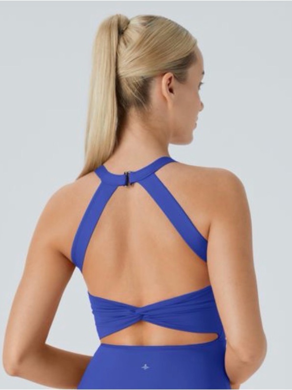 HALARA Blue Midi Halter Dress Twist Back - Picture 4 of 4